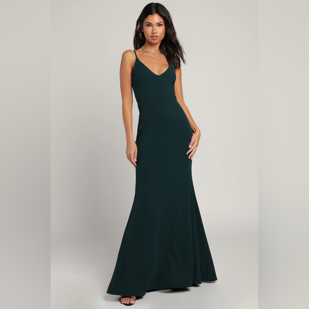 Lulus Infinite Glory Forest Green Maxi Dress Size XS NEW